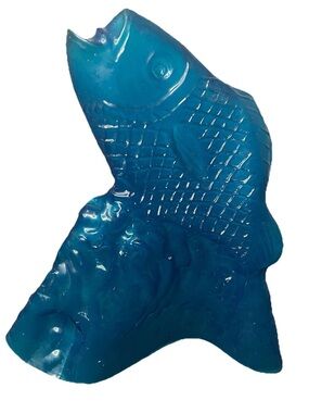 Vintage Ice Art Ice Sculpture Molds Carp Fish Water Waves Reusable Blue Plastic